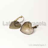 Coppia Monachelle color bronzo con piattello a cuore 20mm