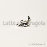 Charm cuore alato silver plated con strass 20x13mm