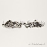 Connettore gattino in metallo argento antico 29x13mm