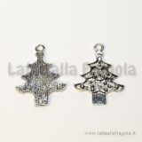Ciondolo Albero di Natale in metallo argento antico 26x33mm