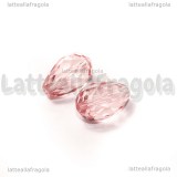 Goccia in vetro sfaccettato rosa 15x10mm