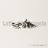 Connettore Gatto in metallo argento antico 29x13mm