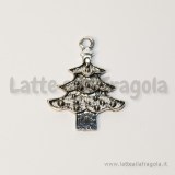 Ciondolo Albero di Natale in metallo argento antico 26x33mm