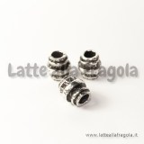 Spaziatore foro largo in metallo argento antico 10x9mm