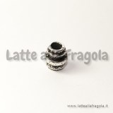 Spaziatore foro largo in metallo argento antico 10x9mm