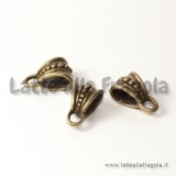 Portapendente in metallo color bronzo decorazioni in rilievo 15x9.5mm