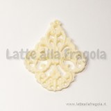 Ciondolo Candeliere Filigrana  55x45mm in resina Bianco Latte