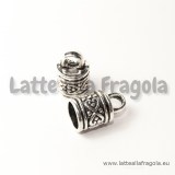 Coppia di terminali in metallo argento antico decorato 16x10mm