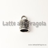 Coppia di terminali in metallo argento antico decorato 16x10mm