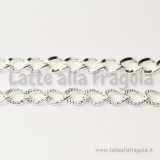 Bracciale 20cm in metallo silver plated maglia ritorta  lavorata 9x5mm