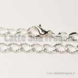 Bracciale 20cm in metallo silver plated maglia ritorta lavorata 9x5mm