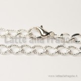 Bracciale 20cm in metallo silver plated maglia ritorta  lavorata 9x5mm