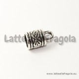 Coppia di terminali in metallo argento antico decorato 16x10mm