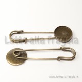 Spilla in metallo color bronzo con base tonda 20mm