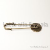 Spilla in metallo color bronzo con base tonda 20mm