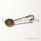 Spilla in metallo color bronzo con base tonda 20mm