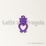 Charm gufo in metallo colorato viola fluo 10x20mm