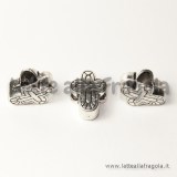 Croce foro largo in metallo argento antico 14x11mm