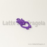 Charm gufo in metallo colorato viola fluo 10x20mm