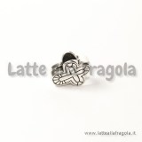 Croce foro largo in metallo argento antico 14x11mm