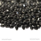 20 Gocce in vetro sfaccettato nero 5x3mm