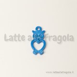 Charm gufo in metallo colorato blu fluo 10x20mm