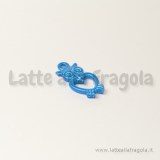 Charm gufo in metallo colorato blu fluo 10x20mm