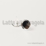 Coppia di basi per orecchini a perno Silver Plated con base per cammei da 12mm