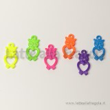 Charm gufo in metallo colorato viola fluo 10x20mm