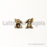 Charm testa di coniglio in metallo color bronzo 13x9mm