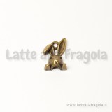 Charm testa di coniglio in metallo color bronzo 13x9mm