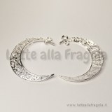 Ciondolo Luna filigranata in metallo Silver Plated 37x28mm