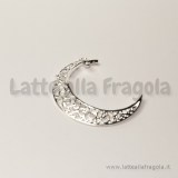 Ciondolo Luna filigranata in metallo Silver Plated 37x28mm