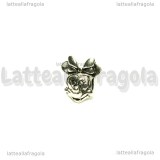 Minnie 3D foro largo in metallo argento antico 14x10mm