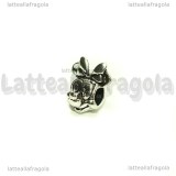 Minnie 3D foro largo in metallo argento antico 14x10mm