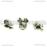 Minnie 3D foro largo in metallo argento antico 14x10mm