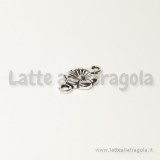 Connettore fiore in metallo argento antico 18x10mm