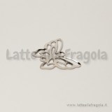 Connettore filigrana farfalla in metallo tono argentato 21x16mm