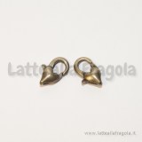 Gancio in metallo con cuore color bronzo 12x7mm