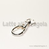 Gancio portachiavi in metallo silver plated 37x16mm