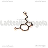 Ciondolo Molecola Serotonina in metallo oro rosa 25x13mm