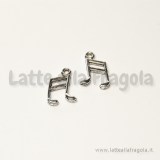 Charm nota musicale double-face in metallo argento antico 14x18mm