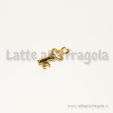 Charm chiave in metallo gold plated 17x7mm