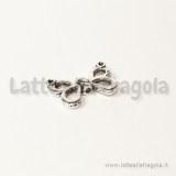 Spaziatore farfalla foro passante in metallo zincato argento antico 15x10mm