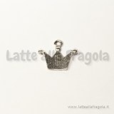 Charm corona in metallo argento antico 19x17mm