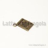 Charm passaporto in metallo color bronzo 18x12mm