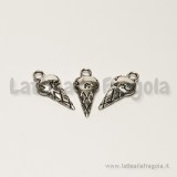 Charm double-face cono gelato in metallo argento antico 19x8mm