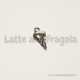 Charm double-face cono gelato in metallo argento antico 19x8mm