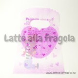 10 buste in plastica con manico fantasia Orsetto con cuori 15x9cm