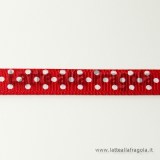 1 Metro nastro Gros Grain rosso a pois bianchi 10mm